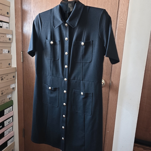 MICHAEL Michael Kors Stretch Ponte Shirtdress In Black  Size Large - Picture 5 of 8